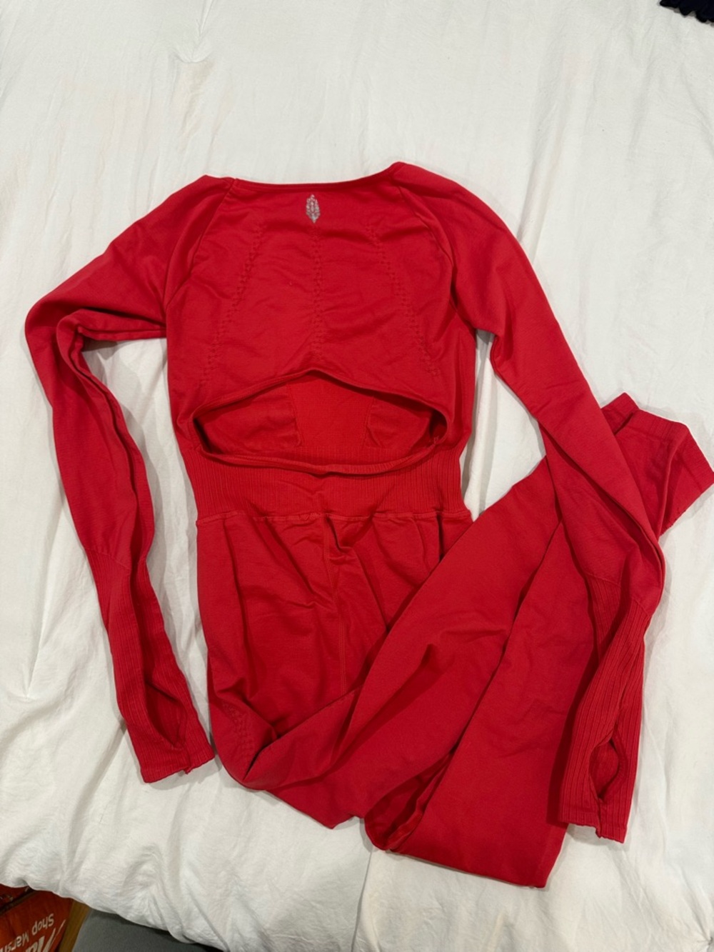 Free People Red good Karma Long Sleeve Onesie - Picture 3 of 6